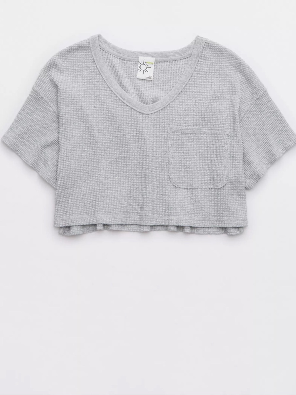 Offline by Aerie Wow! Waffle Voop T-Shirt Medium Heather Gray